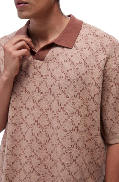 PACSUN CHAINS OVERSIZE LOGO JACQUARD JOHNNY COLLAR POLO 