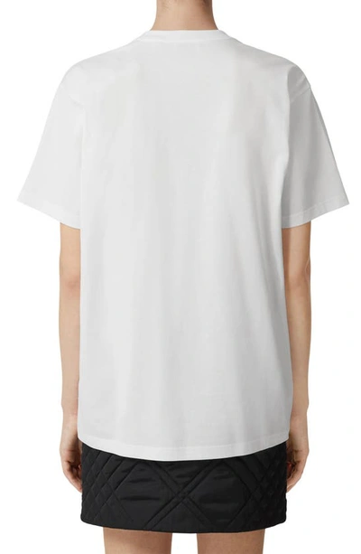 Shop Burberry Embroidered Crest Cotton Graphic Tee In White