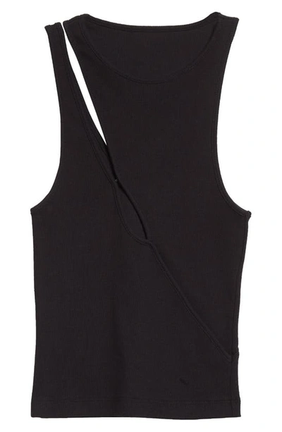 Shop K.ngsley Gender Inclusive R3 Cutout Ribbed Stretch Cotton Tank In Black