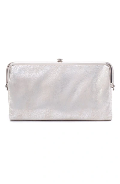Hobo Lauren Double Frame Leather Wallet In Silver