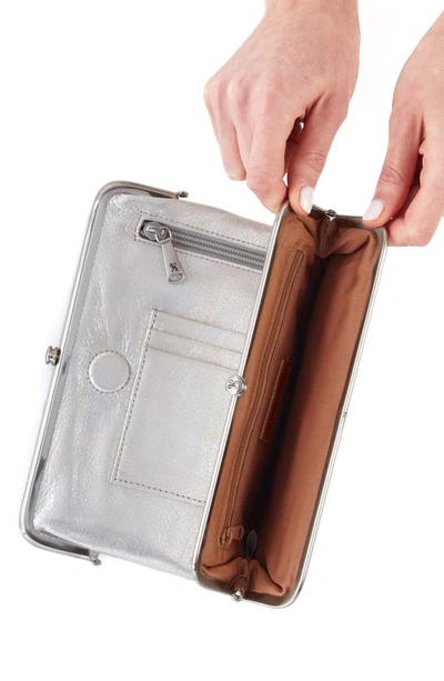 Hobo Lauren Double Frame Leather Wallet In Silver