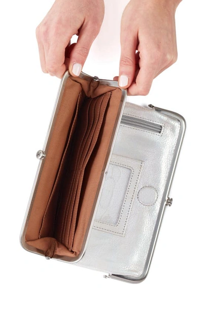 Hobo Lauren Double Frame Leather Wallet In Silver