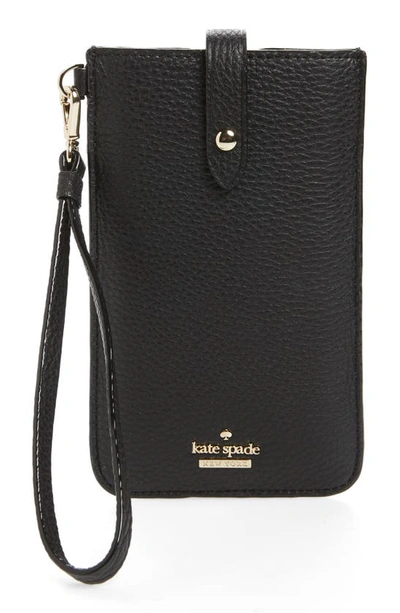 Shop Kate Spade Leather Smartphone Wristlet In Black