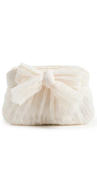 Shop Loeffler Randall Mini Pleated Frame Clutch With Bow In Pearl