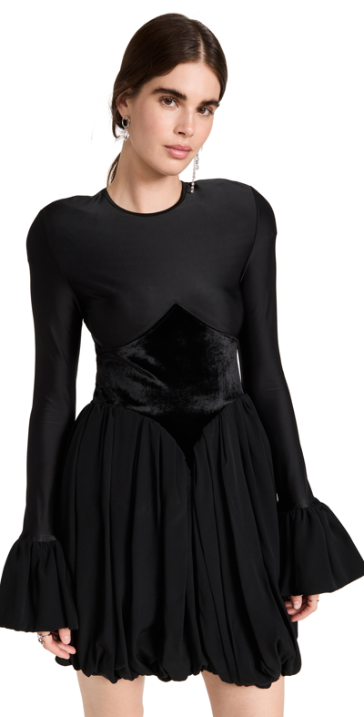 Shop Rabanne Tonal Bubble Hem Dress In Black