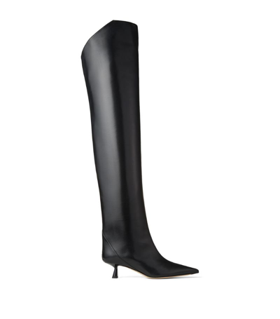 Shop Jimmy Choo Vari 45 Leather Over-the-knee Boots In Black