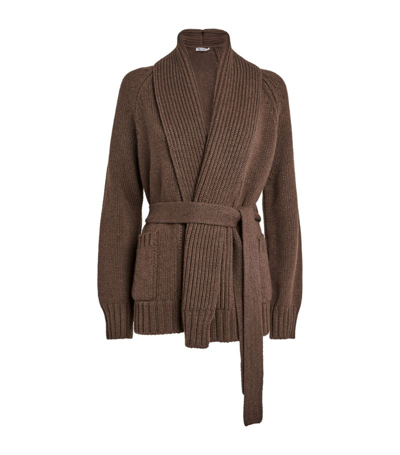 Shop Johnstons Of Elgin Cashmere Cardigan In Brown