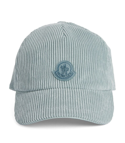 Shop Moncler Corduroy Logo Baseball Cap In Green