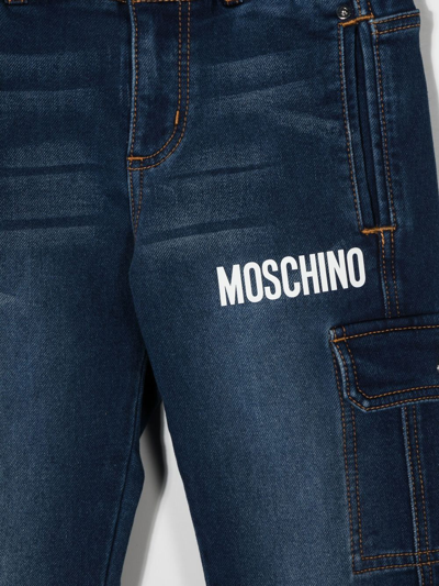 Shop Moschino Teddy Cargo-pocket Jeans In Blue