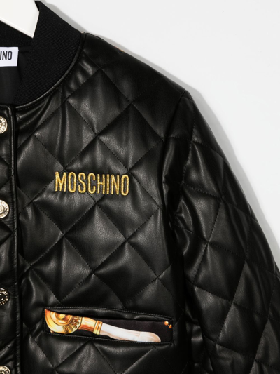 Shop Moschino Quilted-effect Padded Jacket In Black