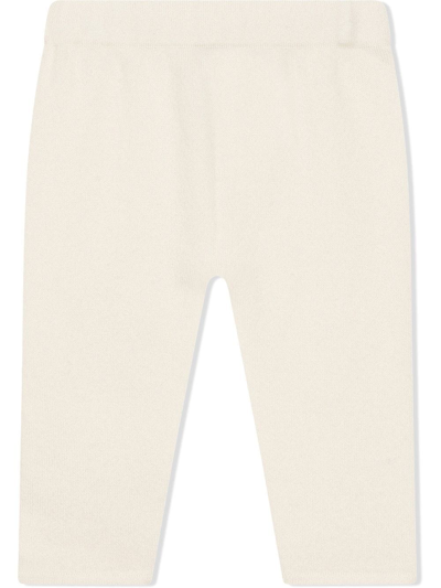 Dolce & Gabbana Gold-tone Logo-lettering Cashmere Leggings In Neutrals