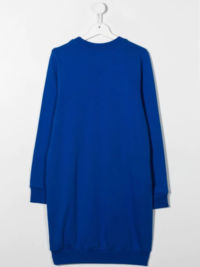 Shop Kenzo Logo Embroidered Jumper Dress In Blue