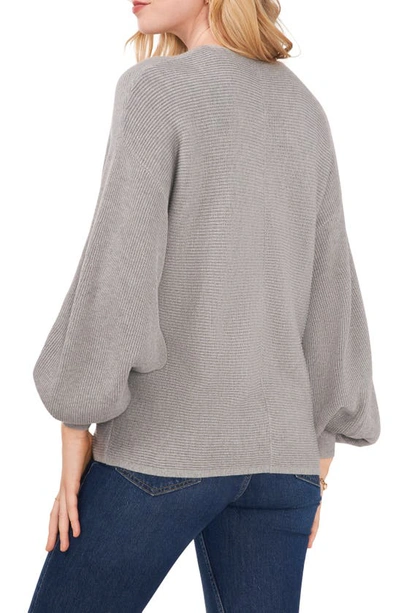 Shop 1.state Ribbed Balloon Sleeve Cotton Blend Sweater In Silver Heather