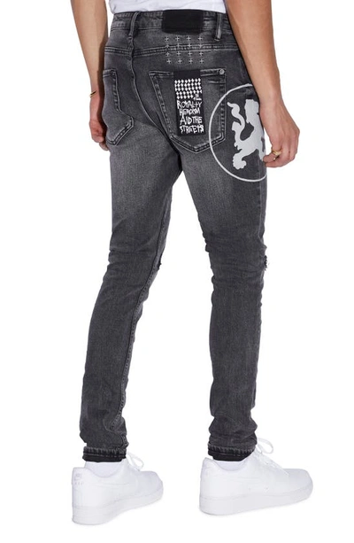 Shop Ksubi Van Winkle Lion Graphic Ripped Skinny Jeans In Black