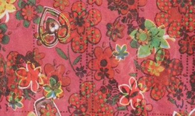 Shop Molly Goddard Floral Print Long Sleeve Mesh Top In Magenta