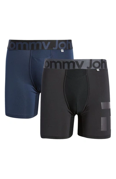 Shop Tommy John 2-pack 360 Sport 6-inch Hammock Pouch™ Boxer Briefs In Dress Blues/ Black