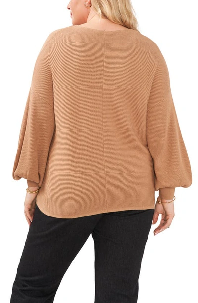 Shop 1.state Rib V-neck Blouson Sleeve Sweater In Wild Oak