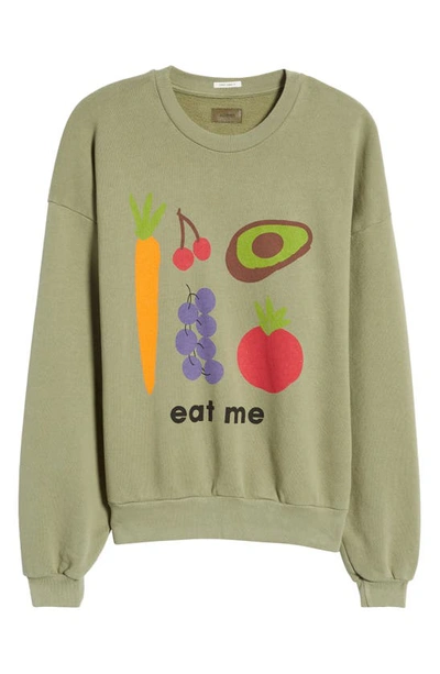 Shop Mother The Drop Square Stargazer Cotton Graphic Sweatshirt In Eat Me