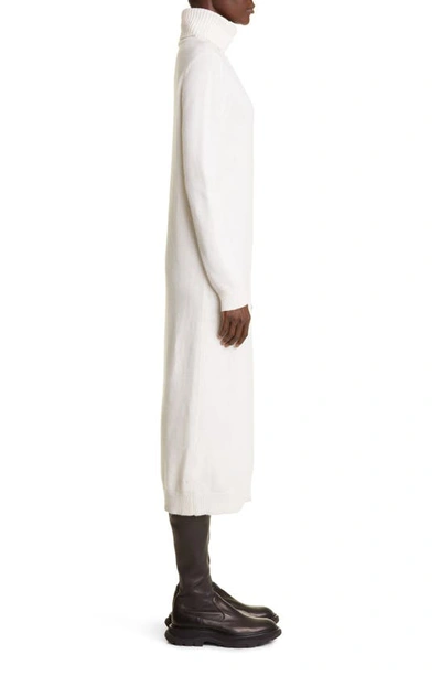 Shop Max Mara Fanfara Long Sleeve Turtleneck Wool & Cashmere Midi Sweater Dress In Silk