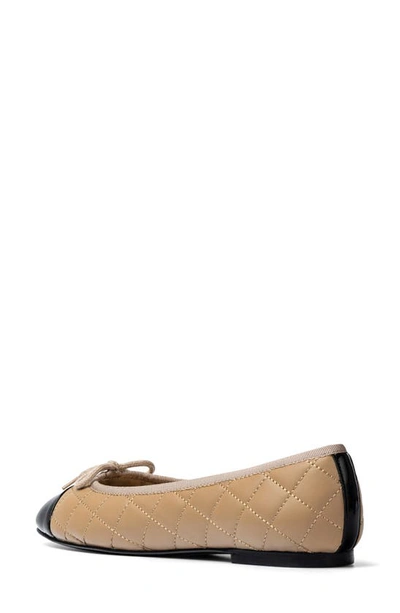 Jon Josef Belle Quilted Ballerina Flat In Black/ Tan Combo