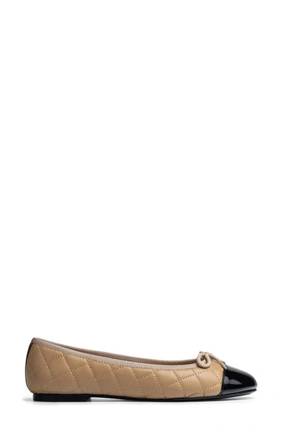 Jon Josef Belle Quilted Ballerina Flat In Black/ Tan Combo