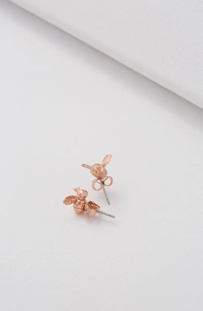 Shop Ted Baker Beelii Bee Stud Earrings In Brushed Rose Gold Tone