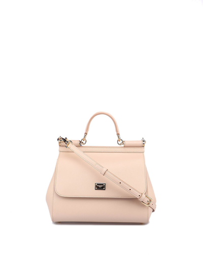 Shop Dolce & Gabbana Large `sicily` Handbag In Beige