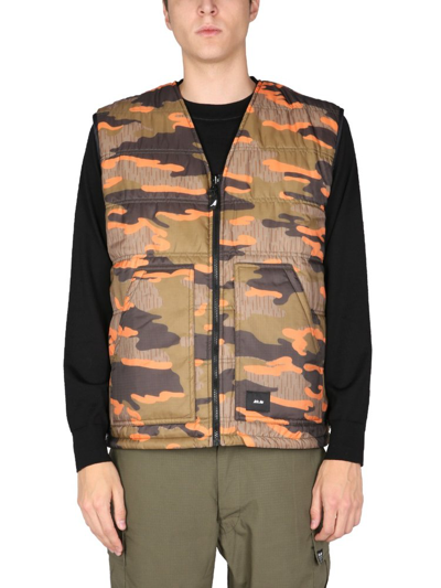 Shop Arkair Camouflage Print Reversible Quilted Gilet In Multi