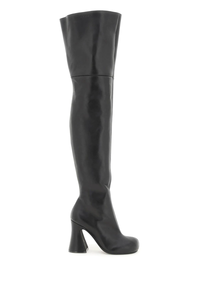 Shop Marni Nappa Leather Over-the-knee Boots In Black