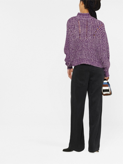 Shop Isabel Marant Jarren Open-knit Jumper In Pink & Purple