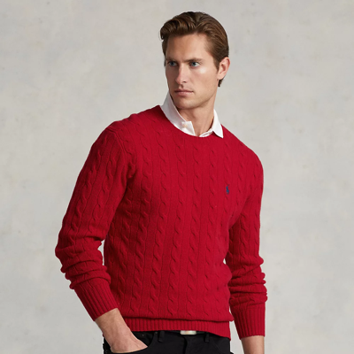 Shop Ralph Lauren Cable-knit Wool-cashmere Sweater In Park Ave Red