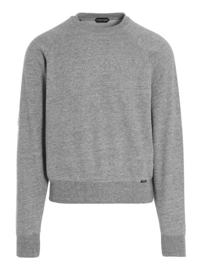 Shop Tom Ford Cotton Blend Sweatshirt In Gray
