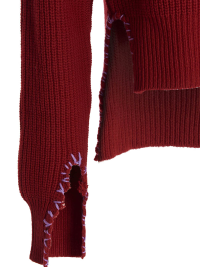 Shop Marni Stitching Detail Sweater In Red