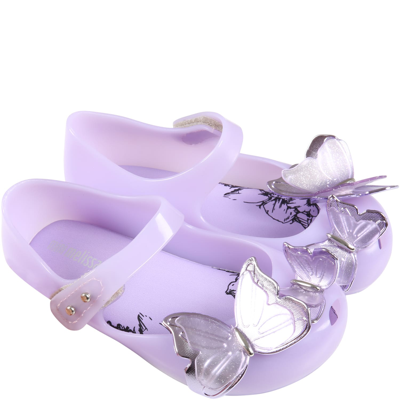 Shop Melissa Lilac Ballerinas For Girl With Butterflies In Violet