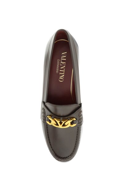 Shop Valentino Garavani Vlogo Chain Loafers In Brown