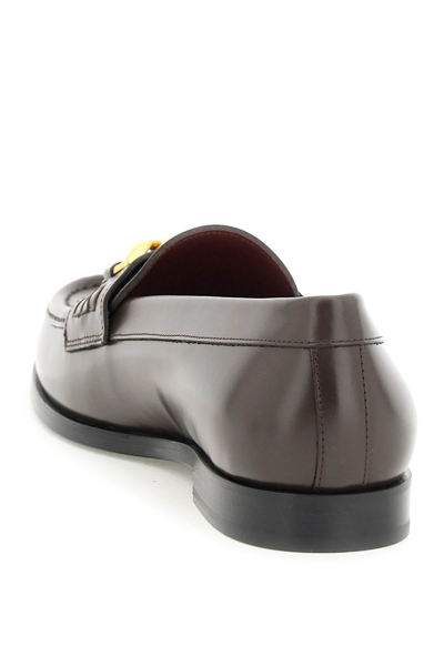 Shop Valentino Garavani Vlogo Chain Loafers In Brown