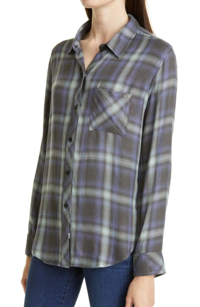 Shop Rails Hunter Plaid Button-up Shirt In Mint Ash Blue