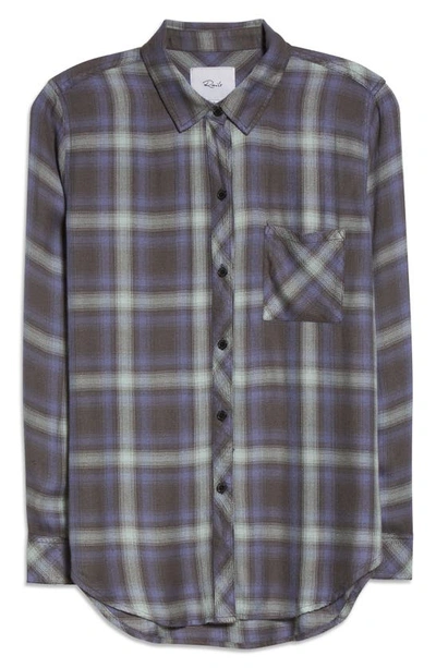 Shop Rails Hunter Plaid Button-up Shirt In Mint Ash Blue