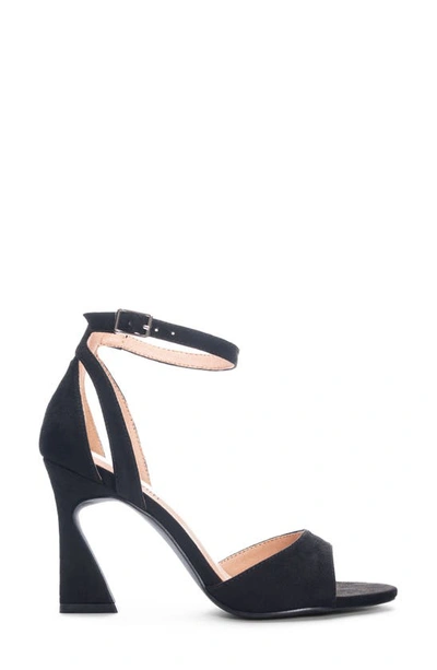 Shop Chinese Laundry Robby Flared Heel Sandal In Black Fine Suede
