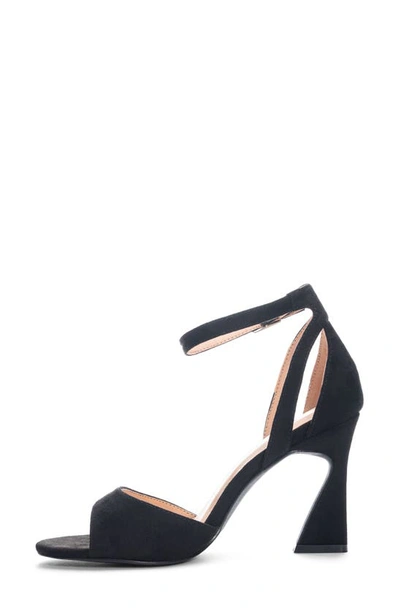 Shop Chinese Laundry Robby Flared Heel Sandal In Black Fine Suede