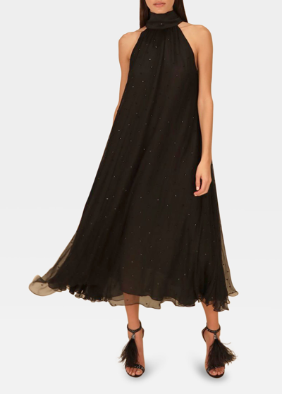 Shop Azeeza Atwood Chiffon Midi Halter Dress In Black