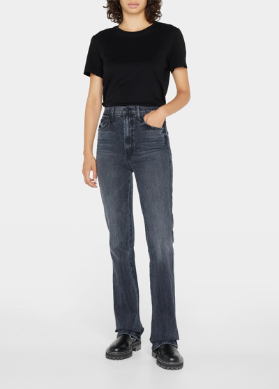 Shop Mother The Smokin Double Heel High-rise Flared Jeans In On The Fly