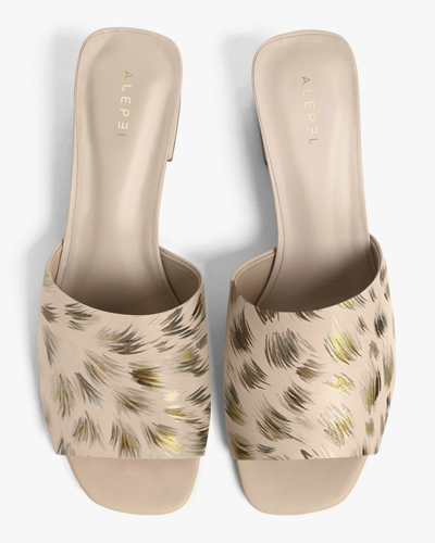 Shop Alepel Women's Gold Cheetah Block-heel Sandal In Beige