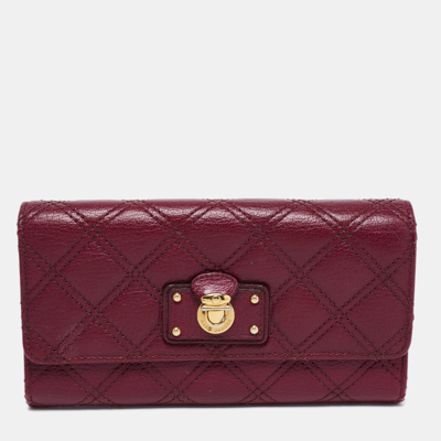 Pre-owned Marc Jacobs Purple Quilted Leather Eugenie Continental Flap Wallet