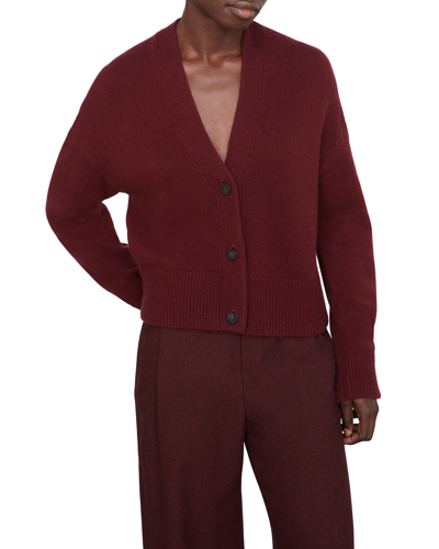 Shop Vince Wool-cashmere Boxy V-neck Cardigan In Plum Wine