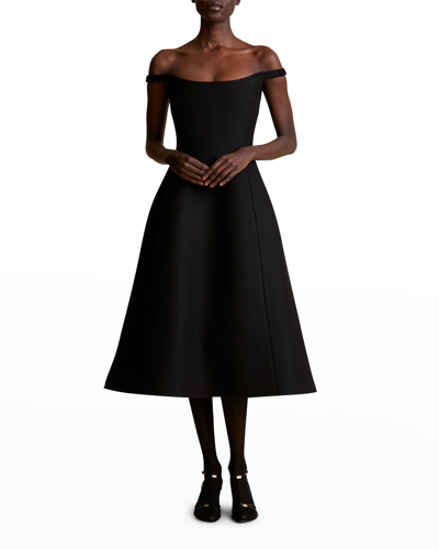 Shop Khaite Uma A-line Midi Dress In Black