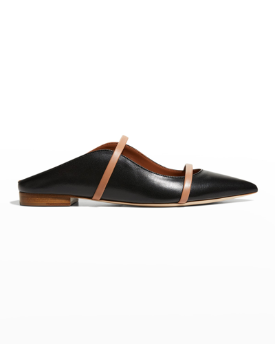 Shop Malone Souliers Maureen Pointed Napa Flats In Blacknude