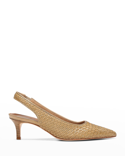 Shop Donald J Pliner Olympia Woven Slingback Pumps In Sand