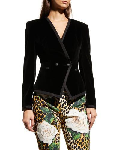 Shop Dolce & Gabbana Double-breasted Velvet Jacket In Black
