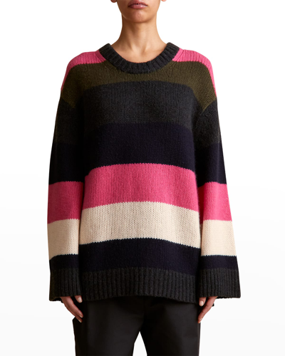 Shop Khaite Jade Striped Cashmere Sweater In Multicolor Stripe